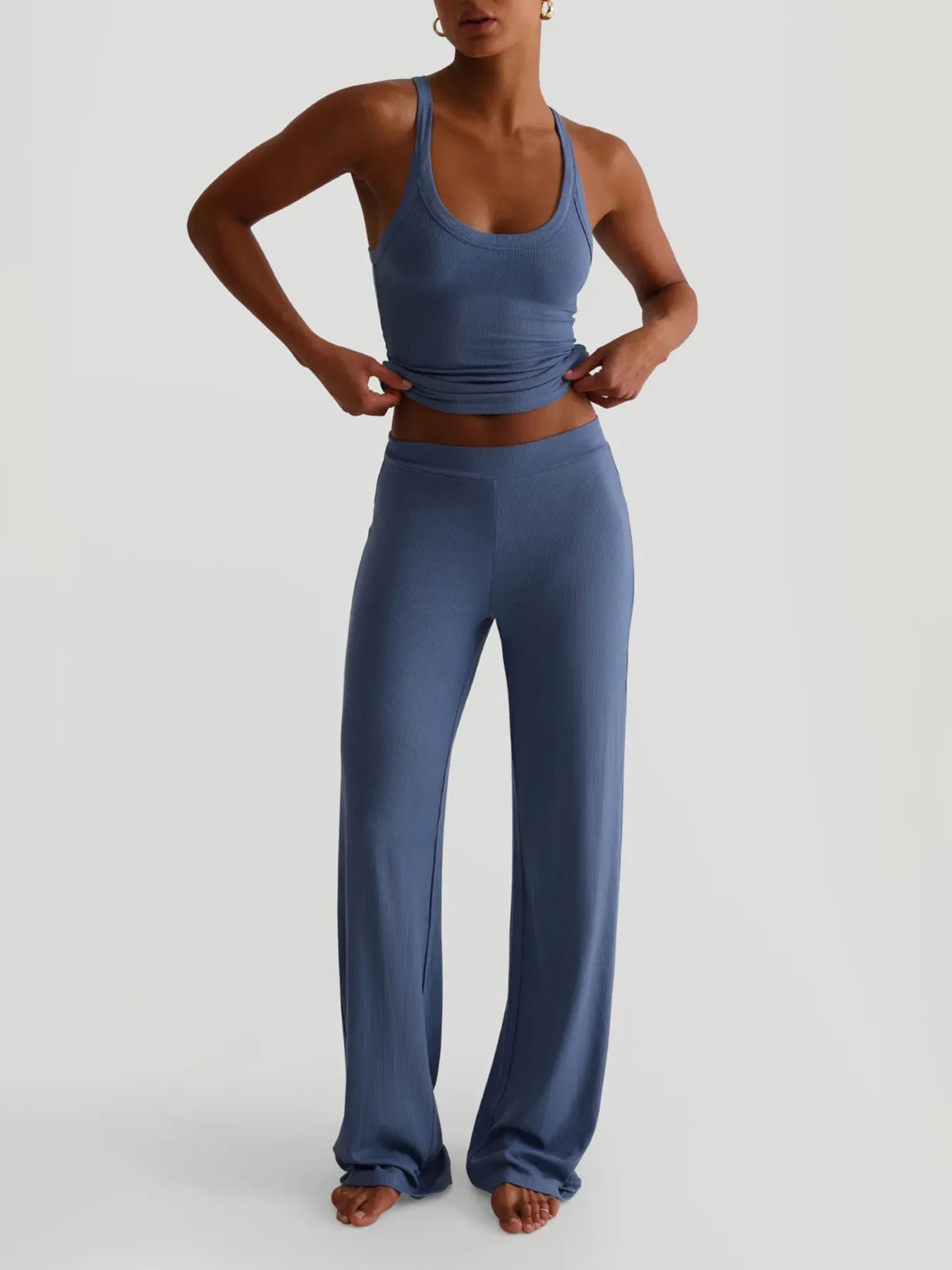 John Leon, Ribbed Tank and High-Waisted Pants Active Wear