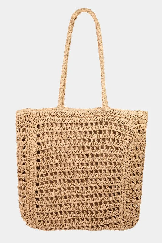 John Leon, Fame Straw Braided Beach Tote Bag