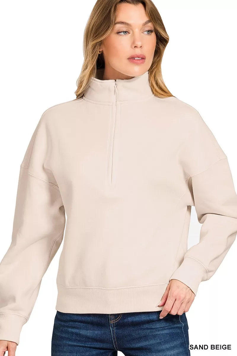 John Leon, High Neck Half Zip Sweatshirt