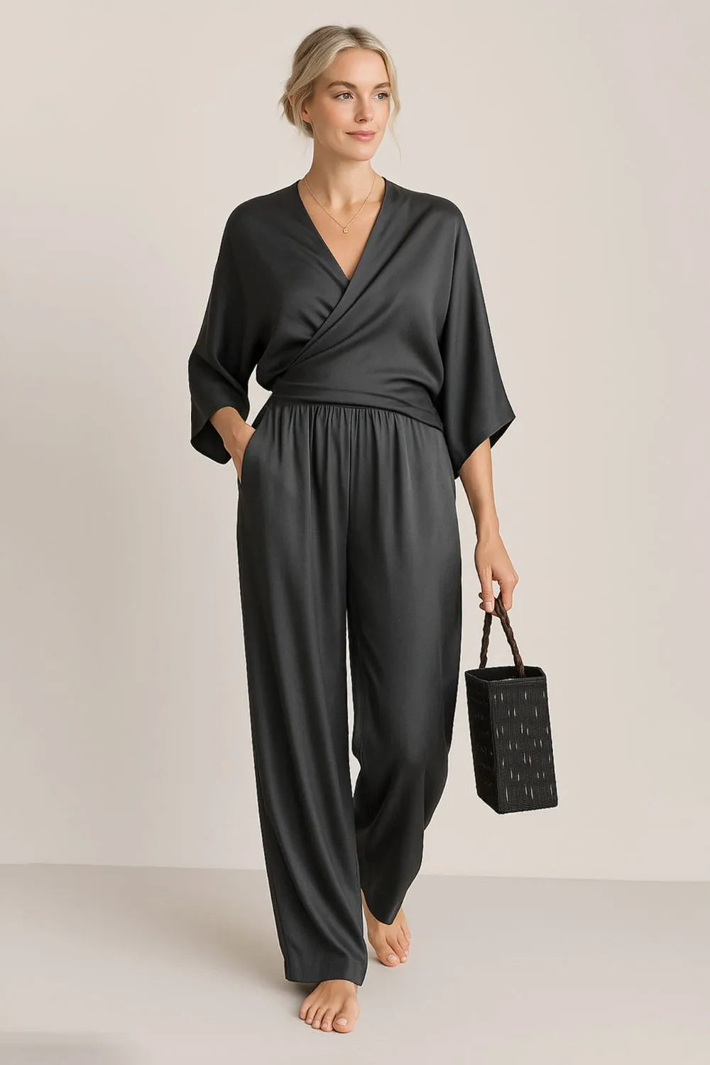John Leon, Wrap Surplice Top and Pants Set