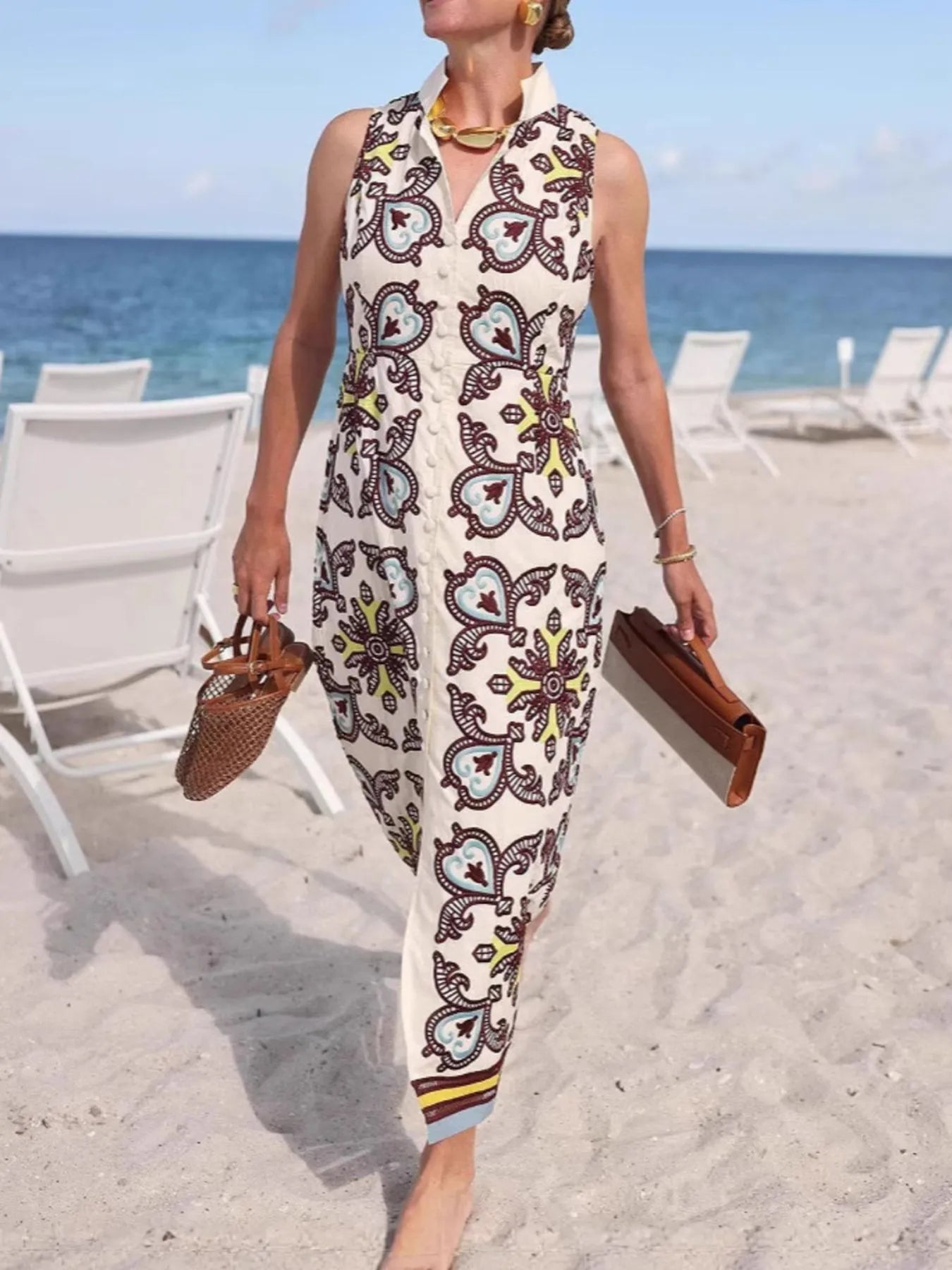 John Leon, Button Front Sleeveless Dress