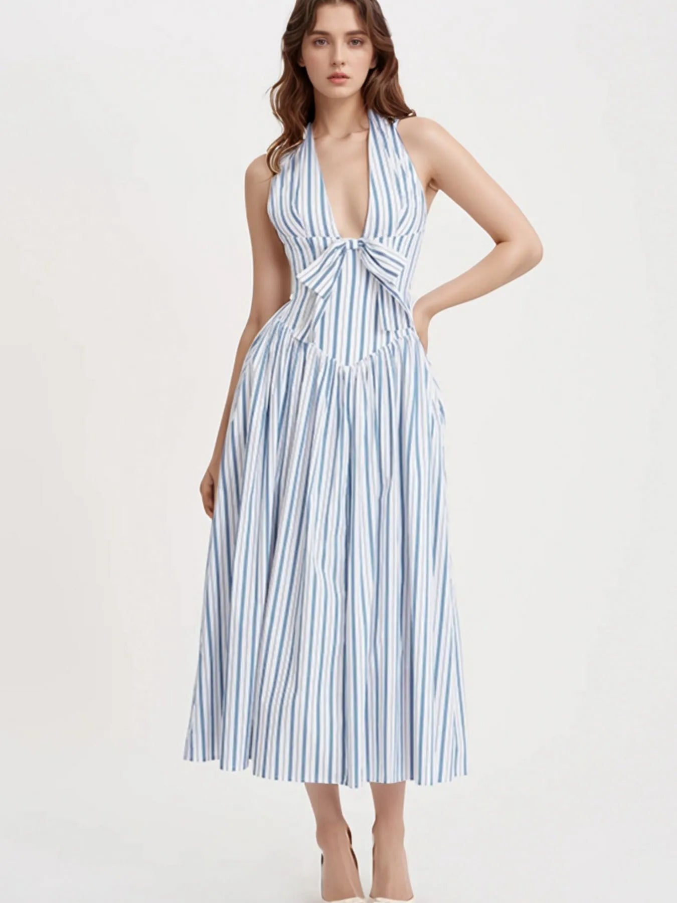John Leon, Striped Dress with Tie Front Detail