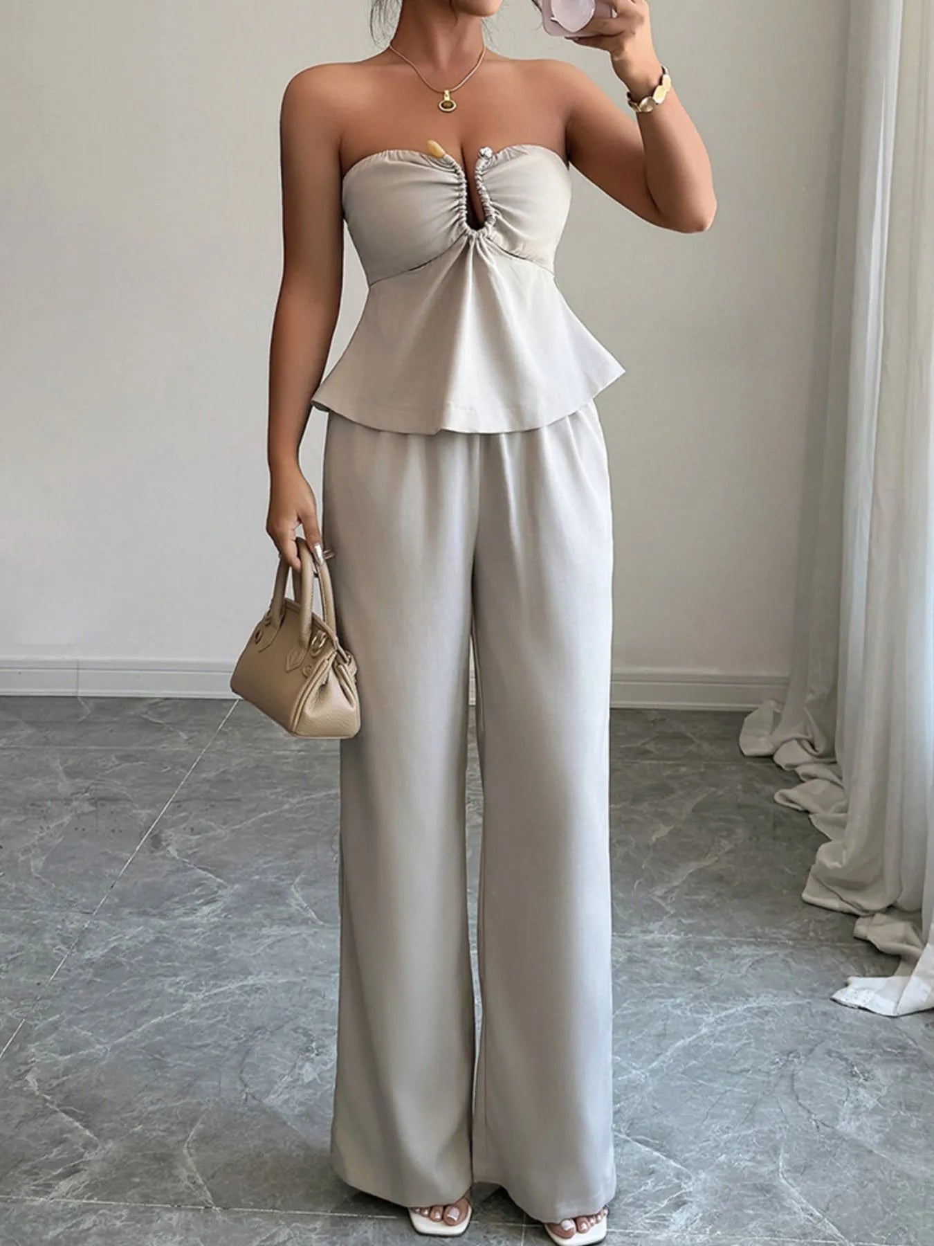 John Leon, Ruched Top and Pants Set
