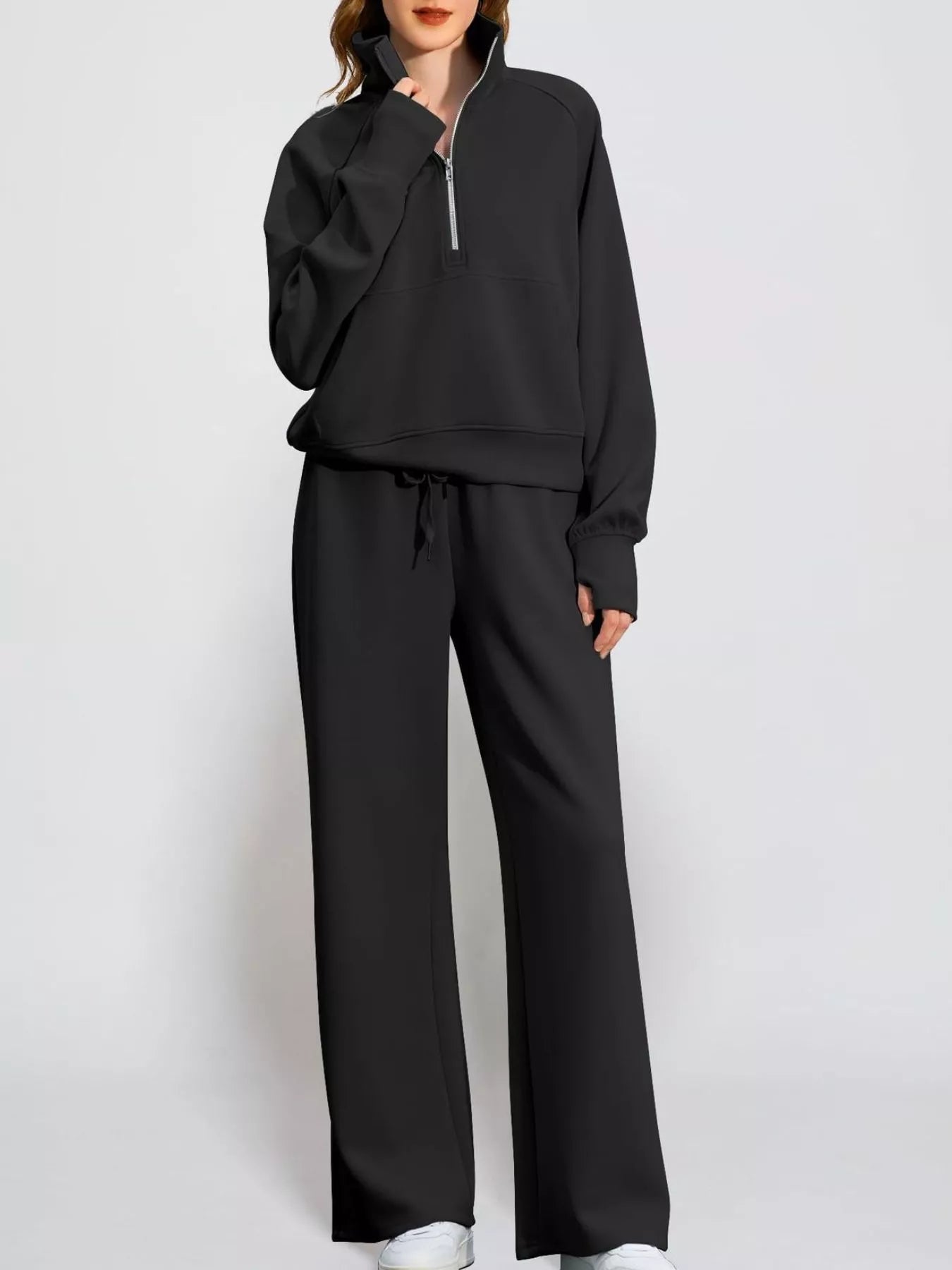 John Leon, Half-Zip Sweatshirt and Wide-Leg Pants Set