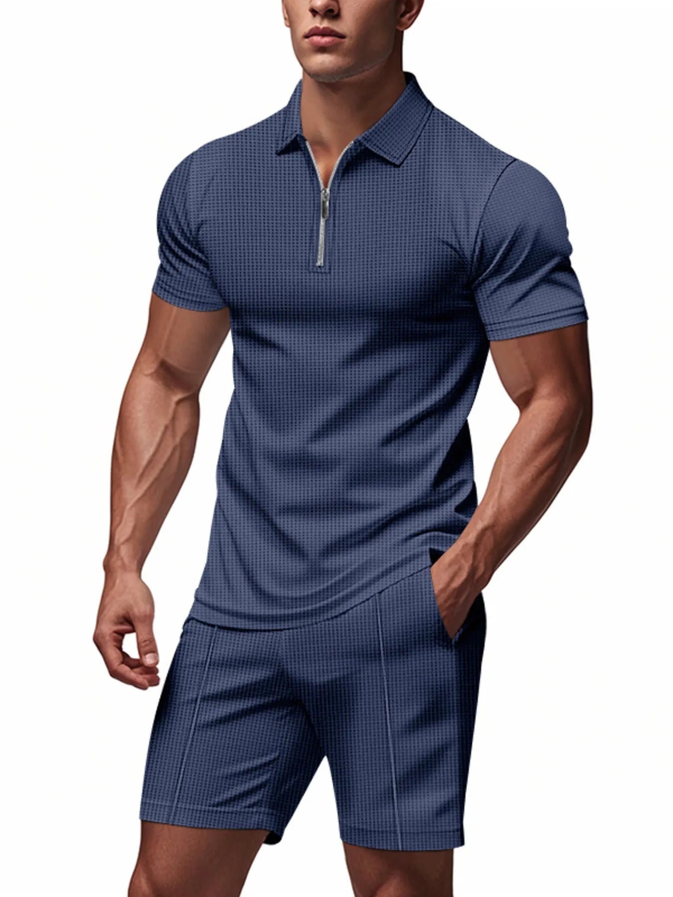 John Leon, Quarter Zip Short Sleeve Top and Shorts Set