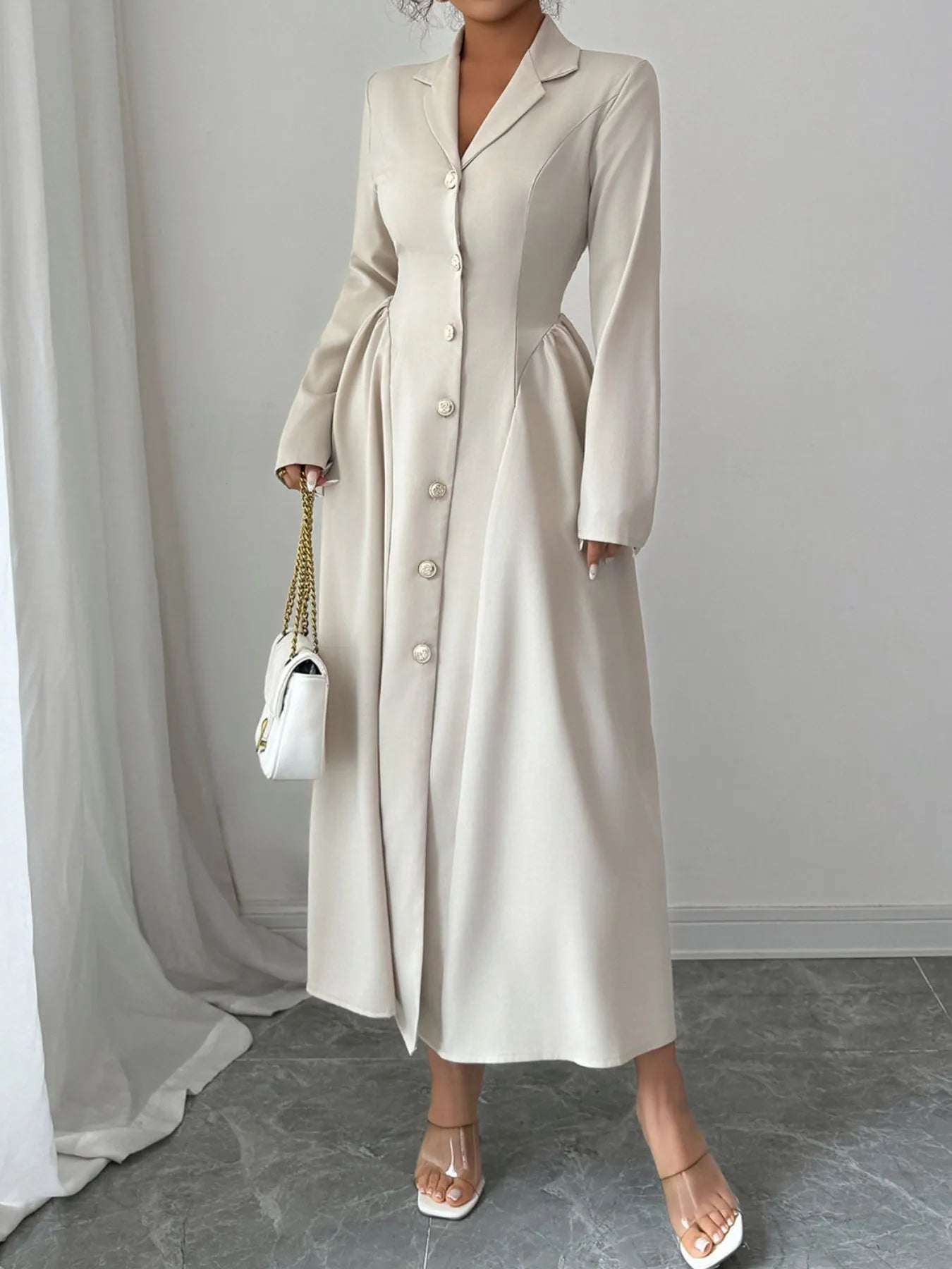 John Leon, Button-Front Long Sleeve Dress