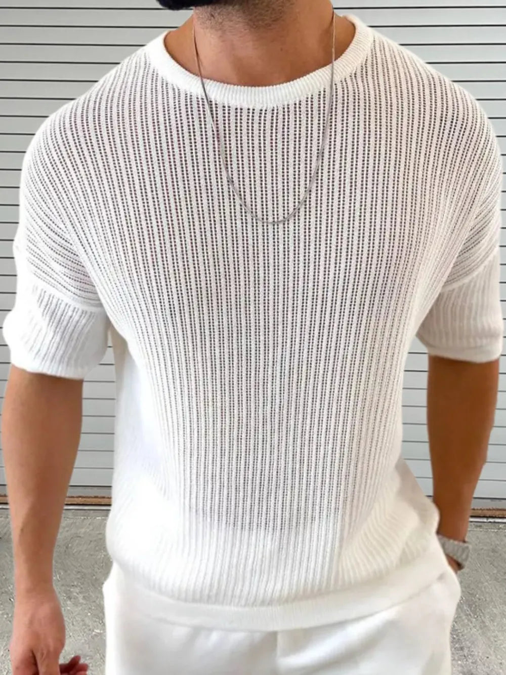 John Leon, Round Neck Drop Shoulder Knit Top