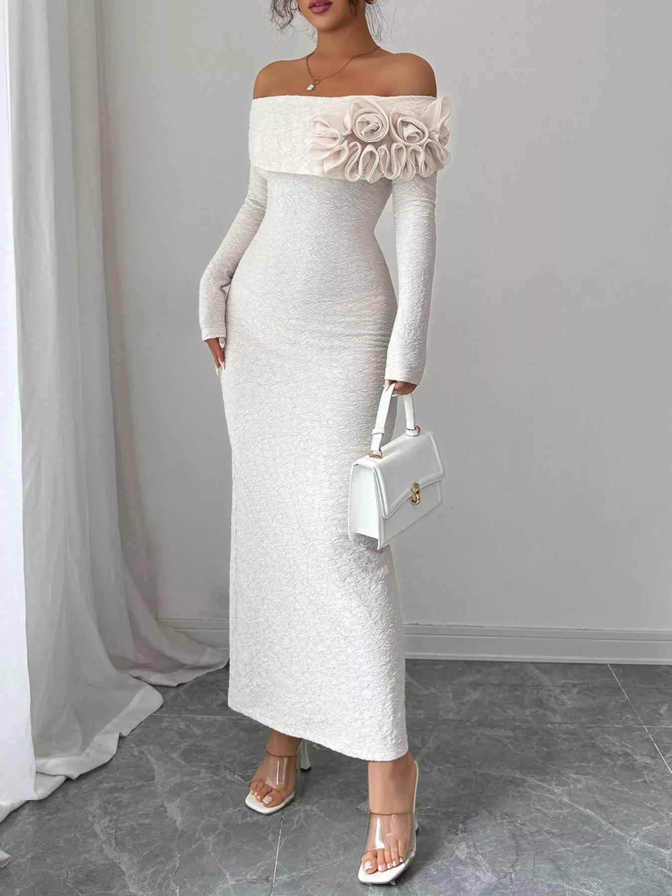 John Leon, Flower Off-Shoulder Maxi Dress