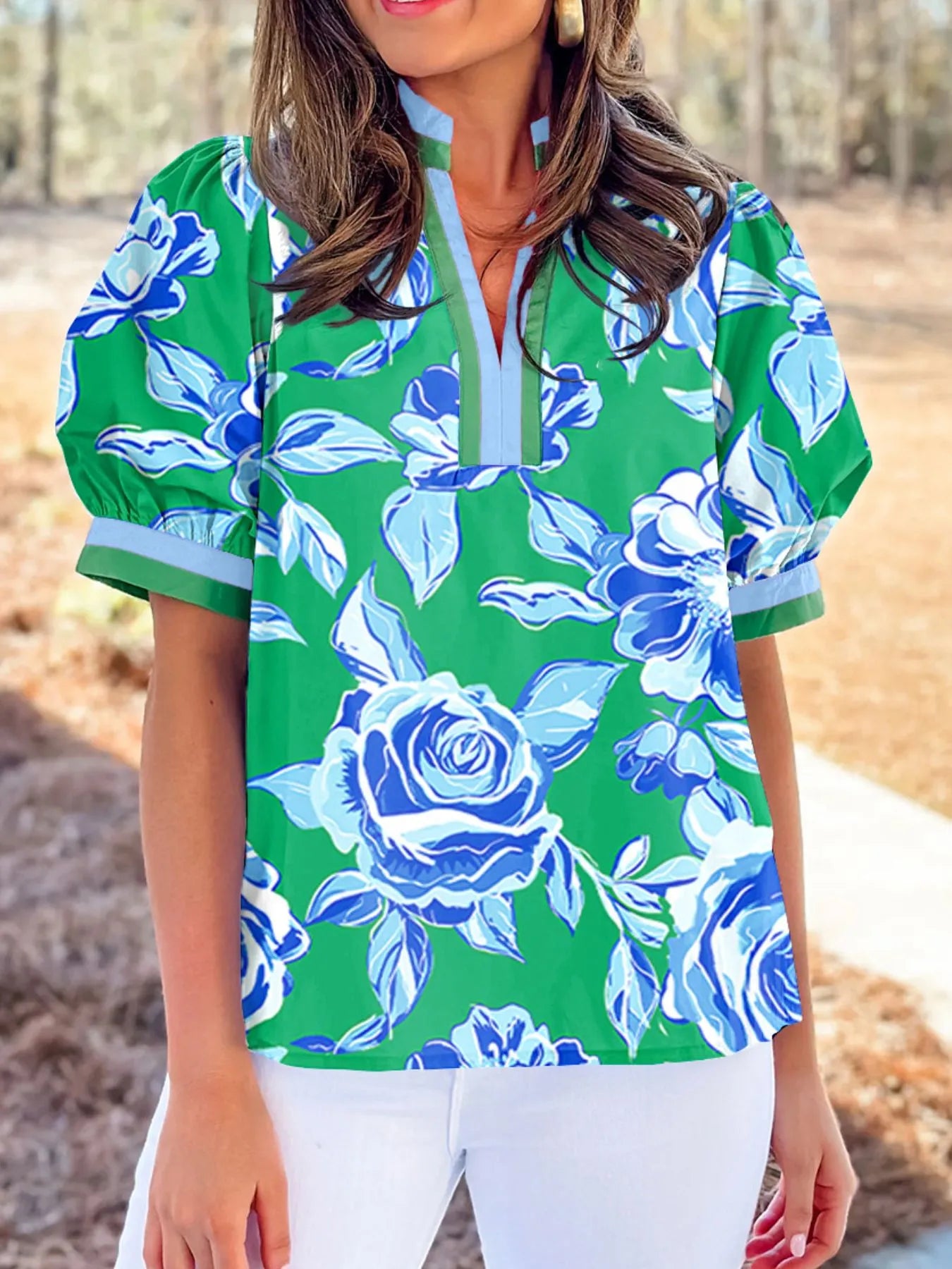 John Leon, Floral Short Sleeve Blouse