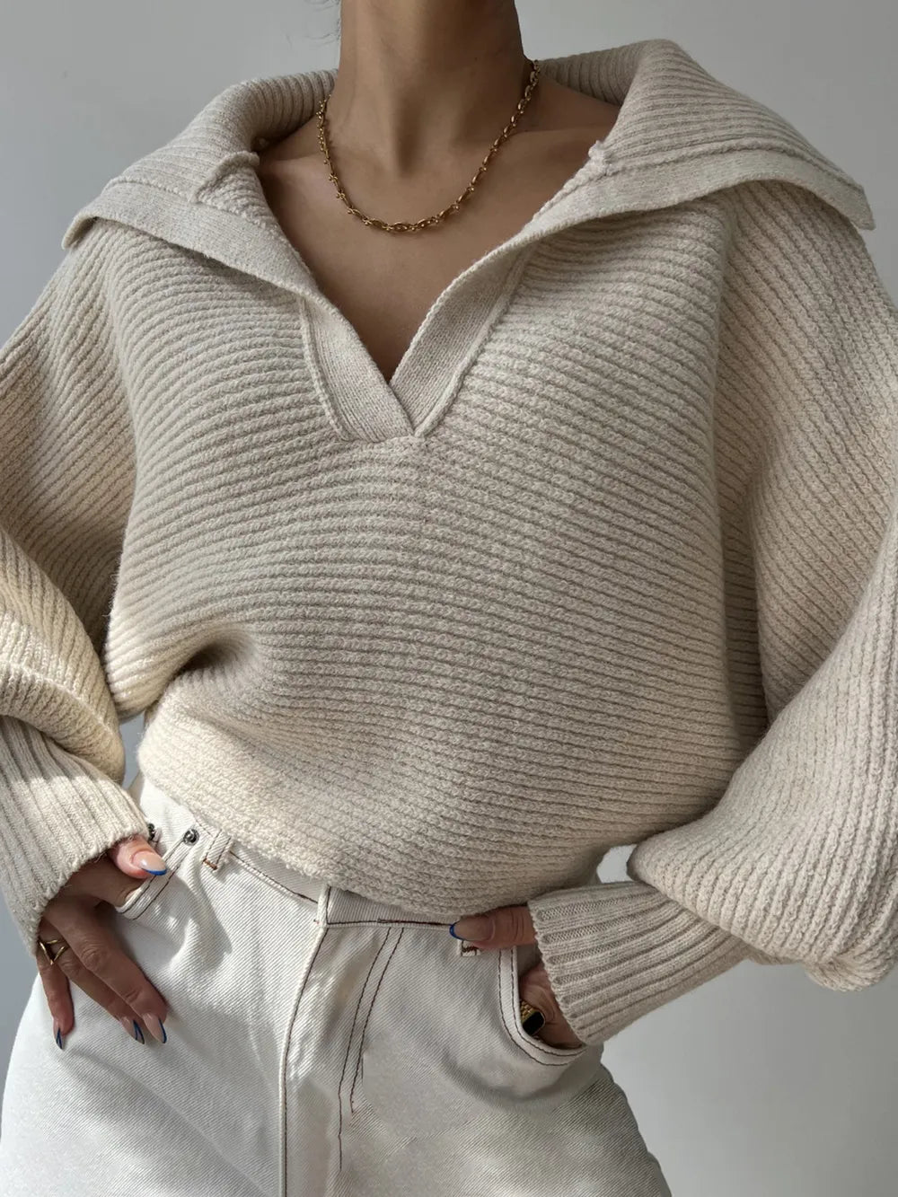 John Leon, Collar Long Sleeve Sweater