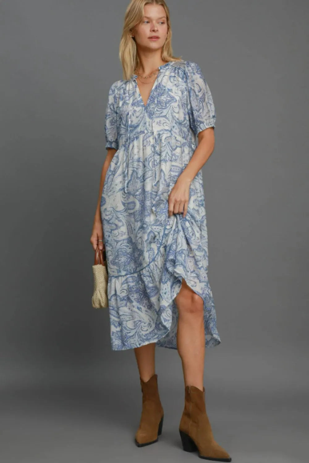 John Leon, Puff Short Sleeve Midi Dress
