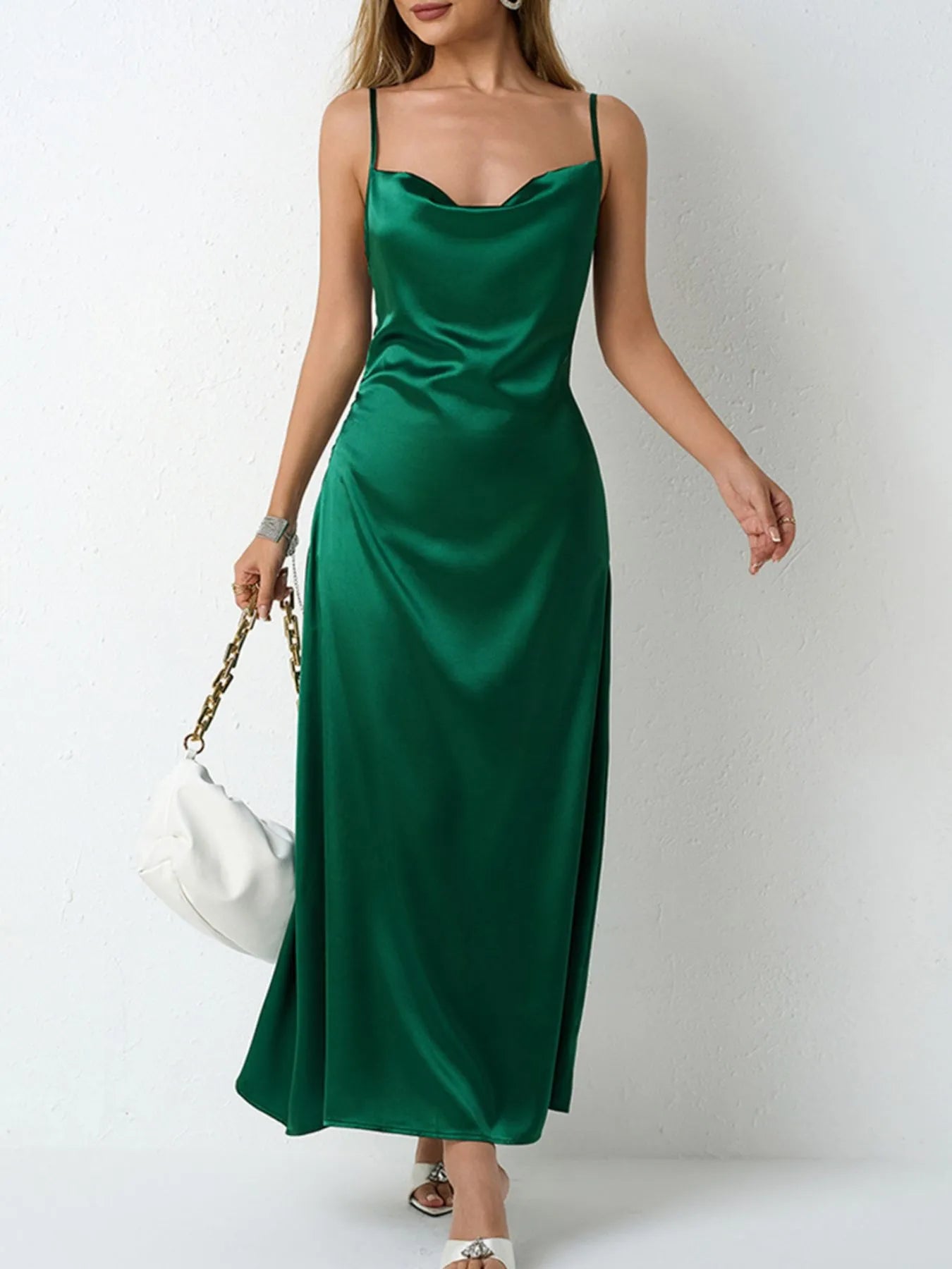 John Leon, Satin Cowl Neck Dress