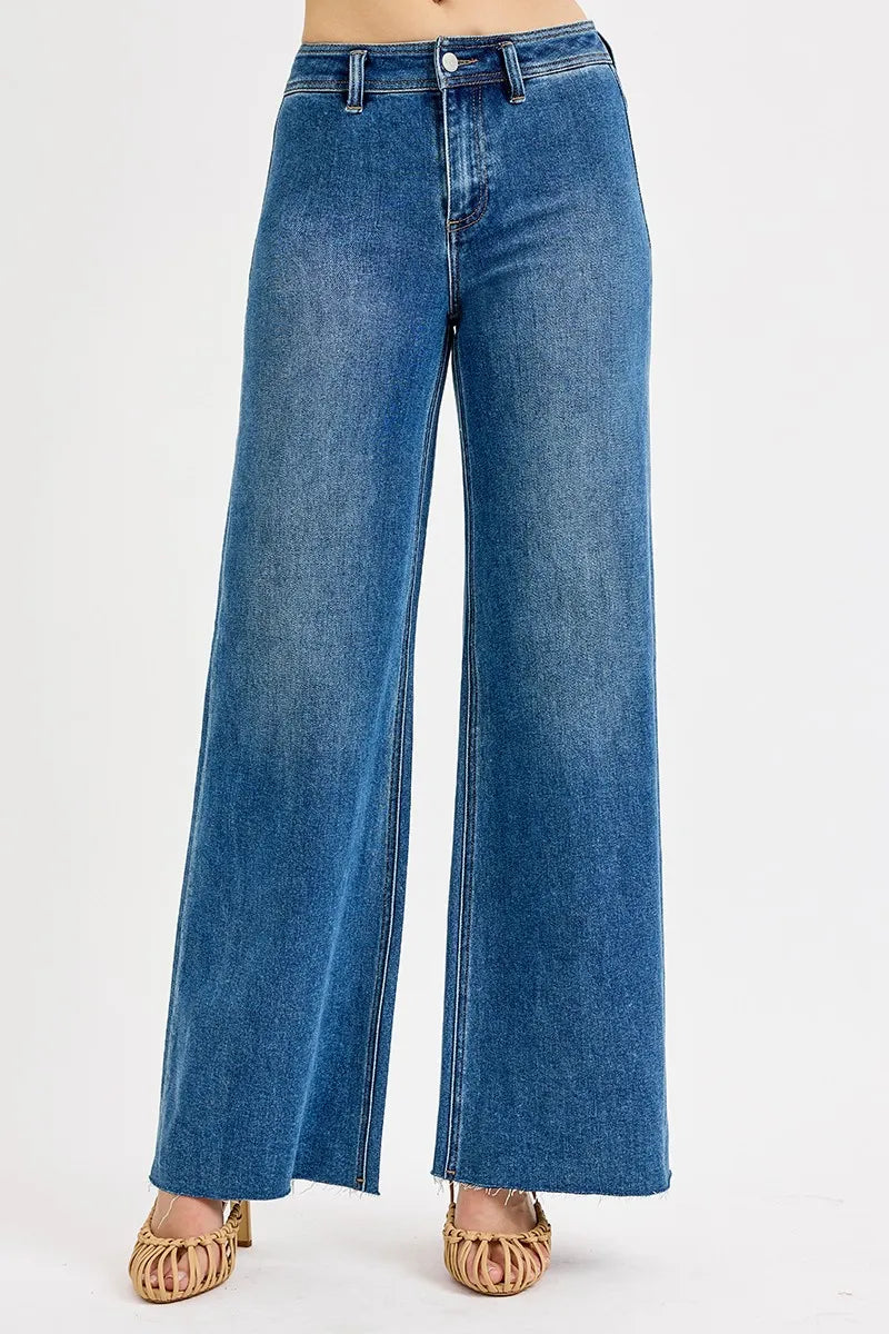 John Leon, High-Waisted Wide Leg Jeans