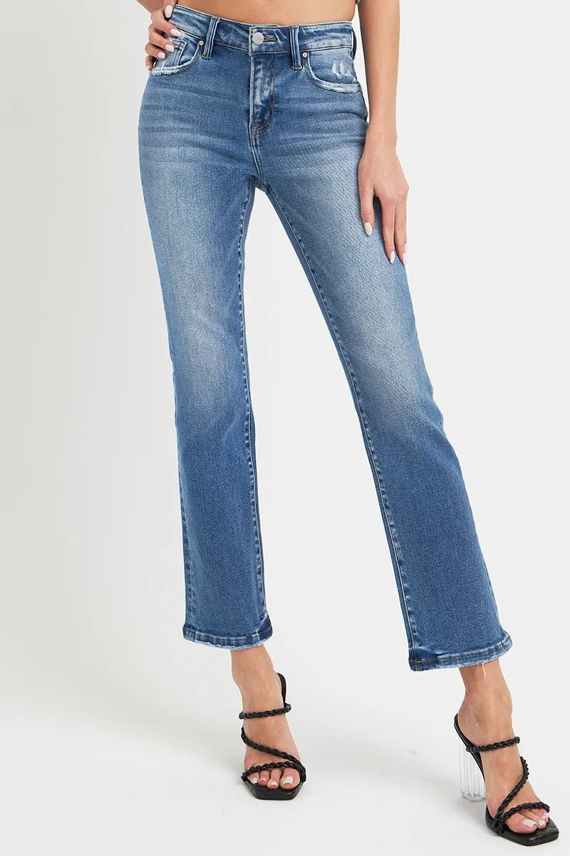 John Leon, Mid Rise Ankle Straight Jeans with Pockets