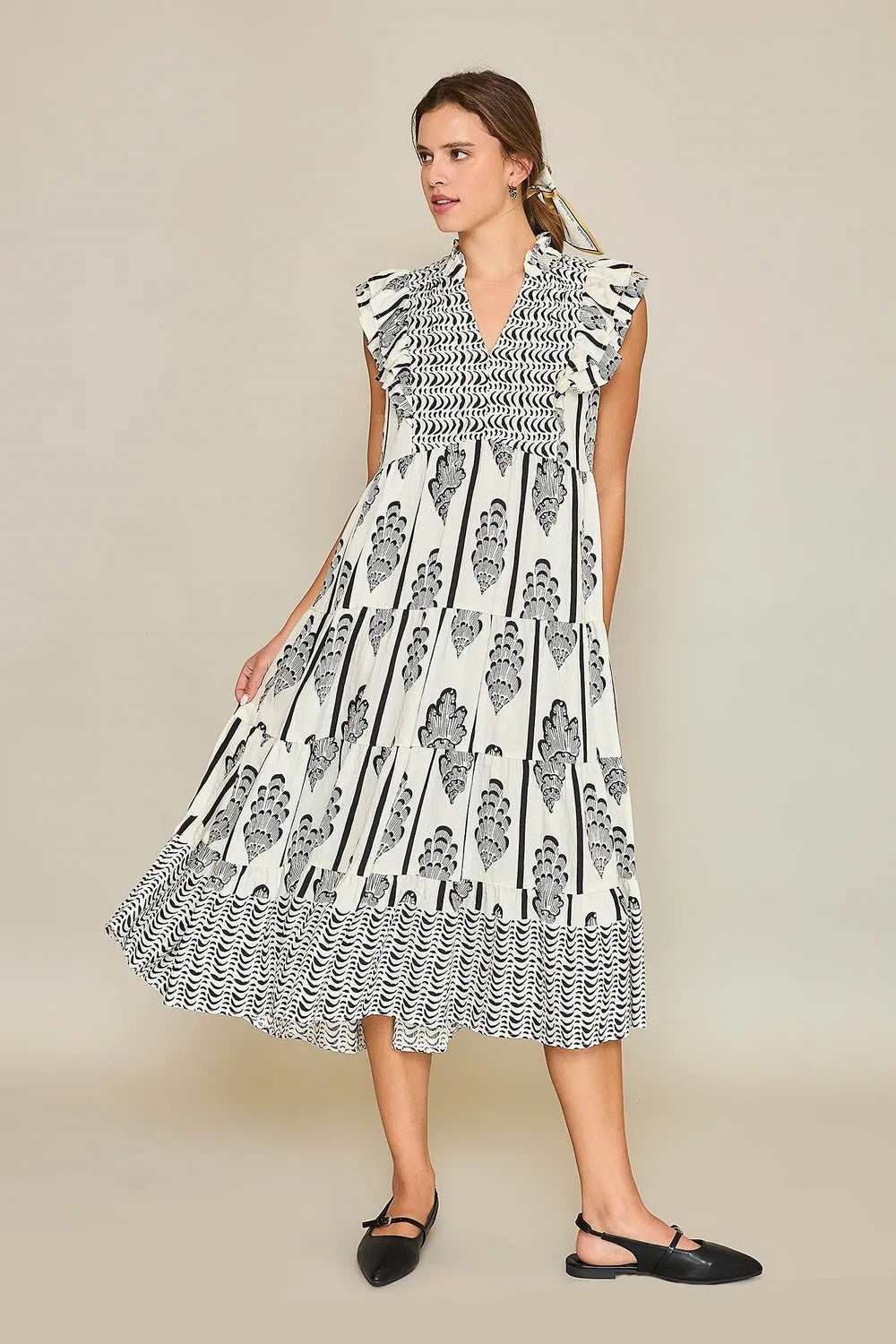 John Leon, Boarder Print Midi Dress