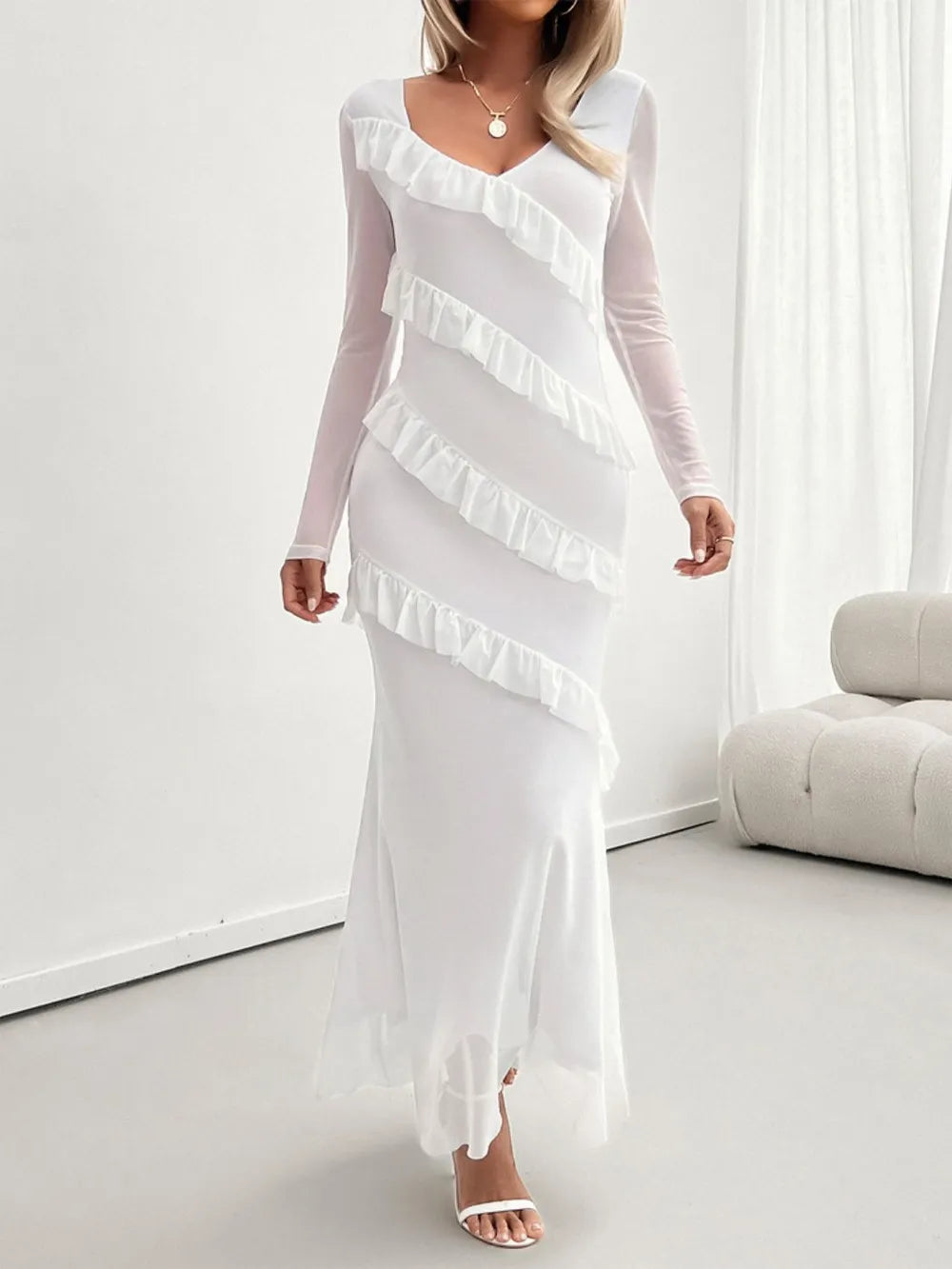 John Leon, Surplice Long Sleeve Maxi Dress