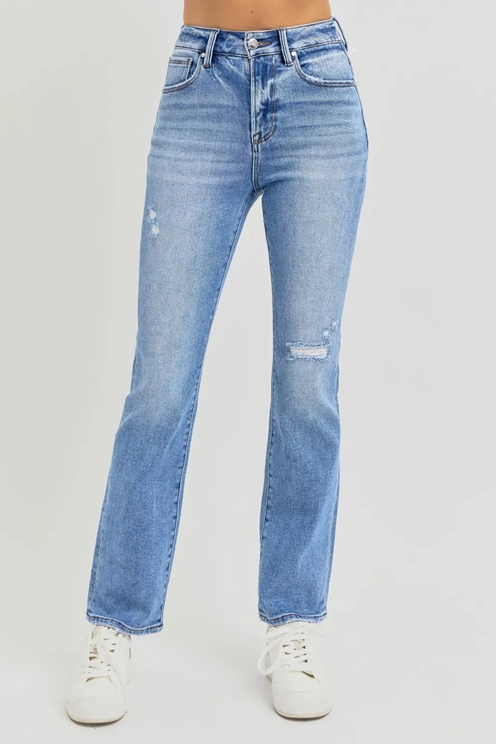 John Leon, Distressed High-Rise Ankle Straight Jeans
