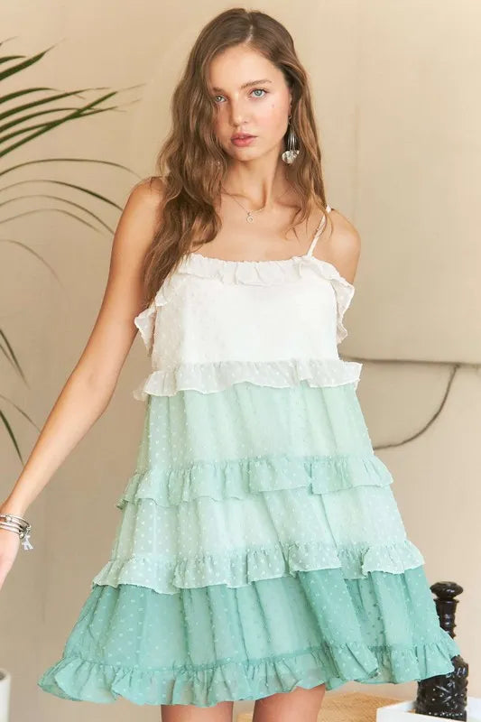John Leon, Ruffled Tiered Mini Dress