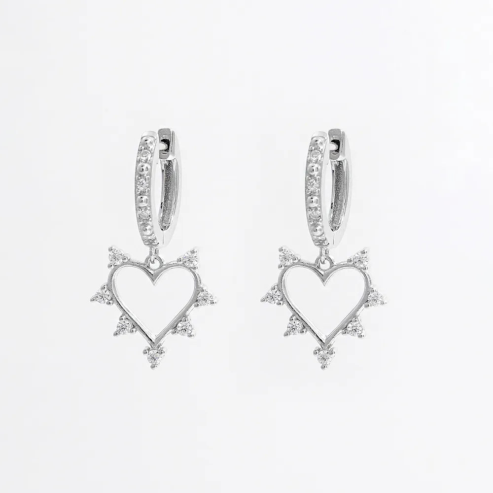 925 Inlaid Zircon Heart Earrings