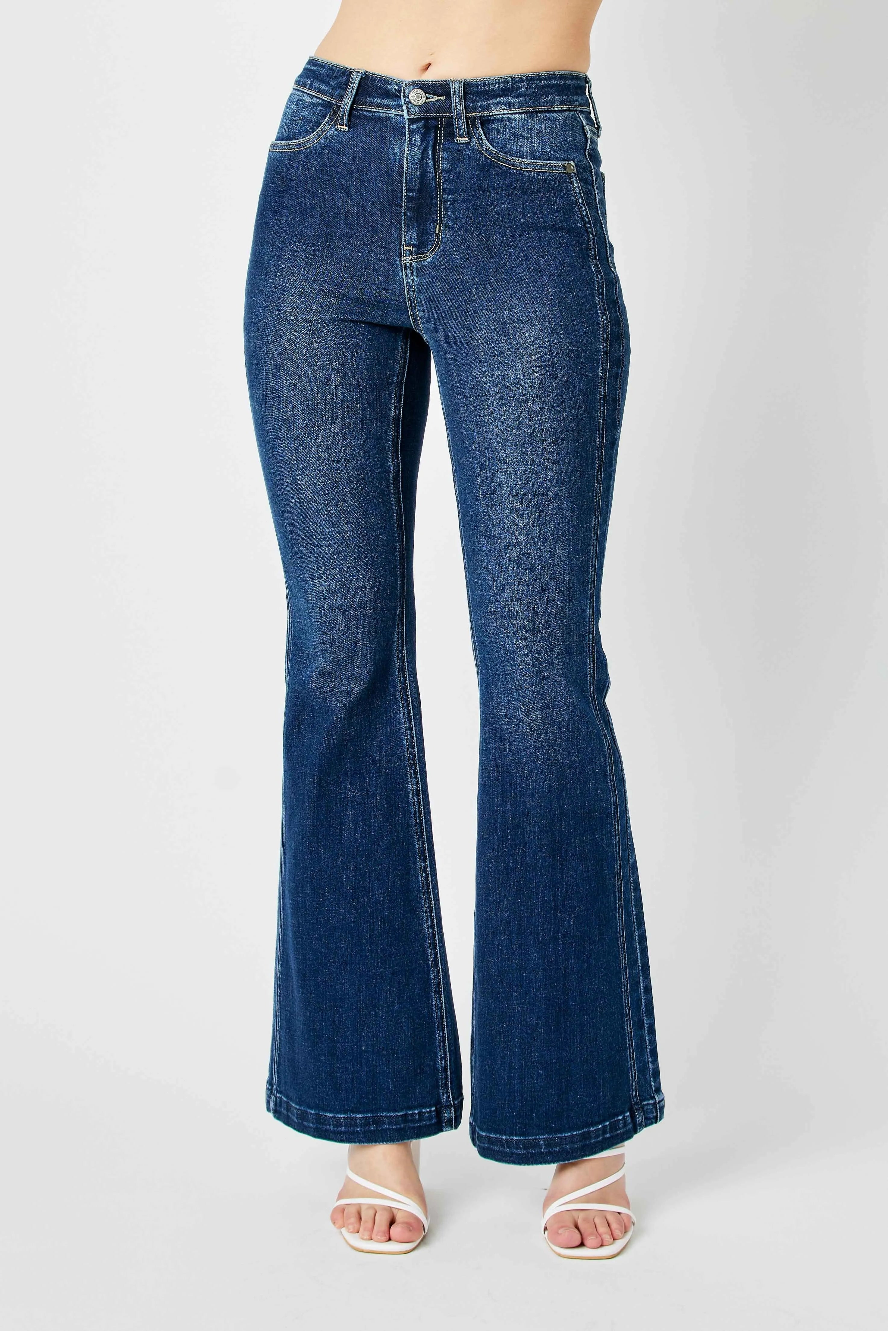John Leon, Hw Angled Side Seam Detail Flare Jeans Plus Size