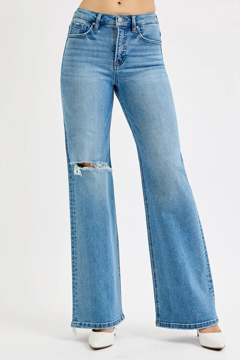 John Leon, Distressed Wide Leg Jeans Plus Size