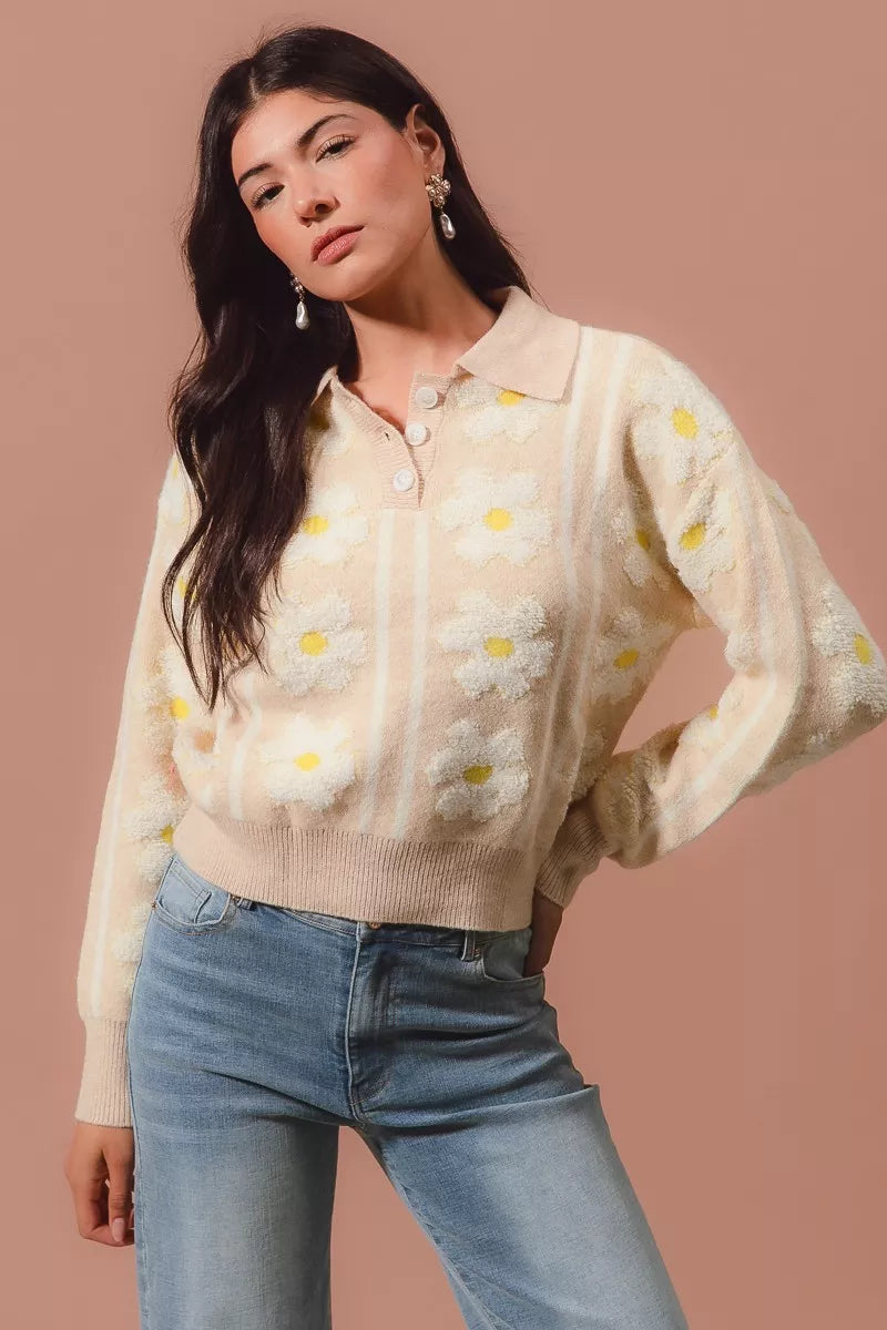 John Leon, Floral Collar Sweater