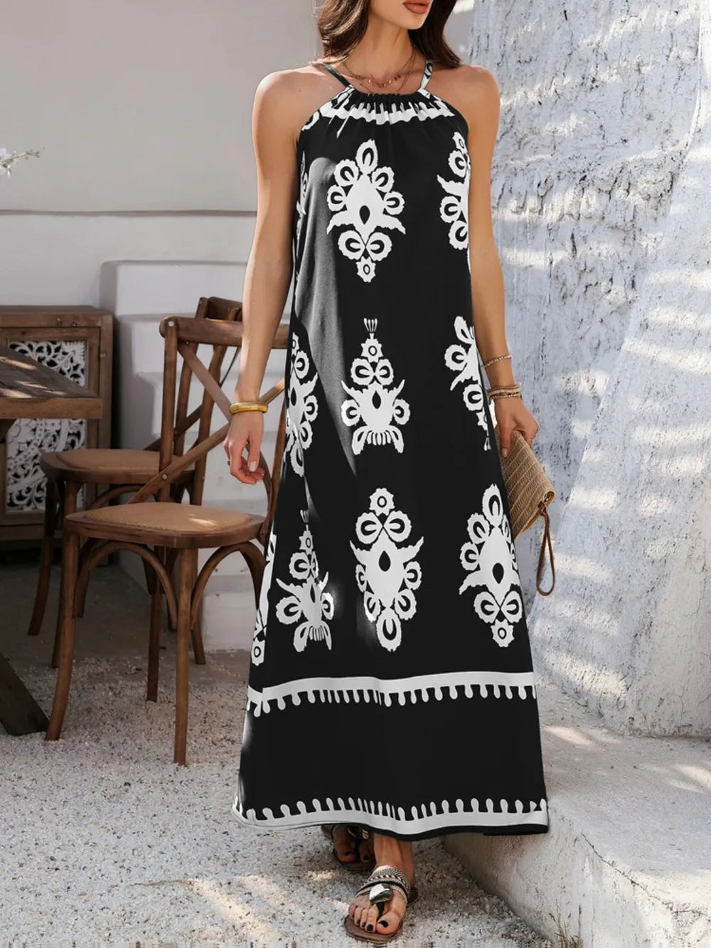 John Leon, Neck Printed Maxi Dress
