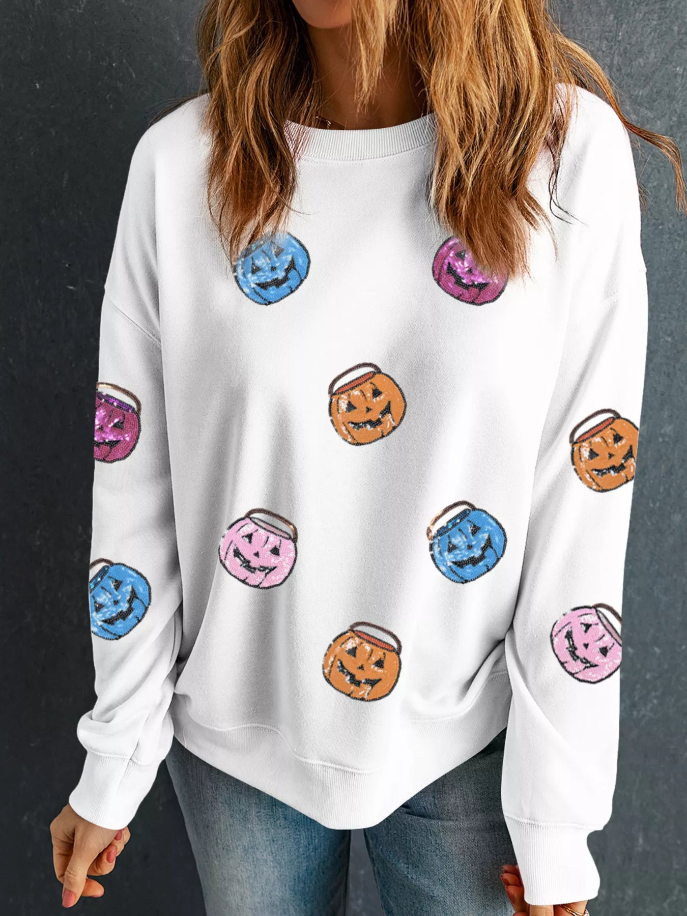 John Leon, Halloween Pumpkin Patched Sweatshirt