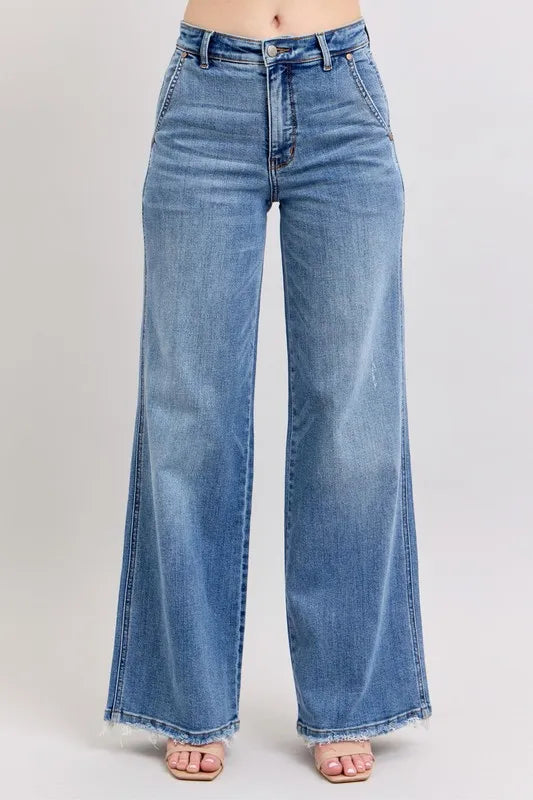 John Leon, Raw Hem Wide Leg Jeans Plus Size