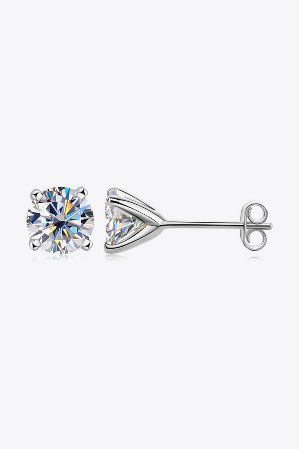 925 1 Carat Moissanite 4-Prong Stud Earrings