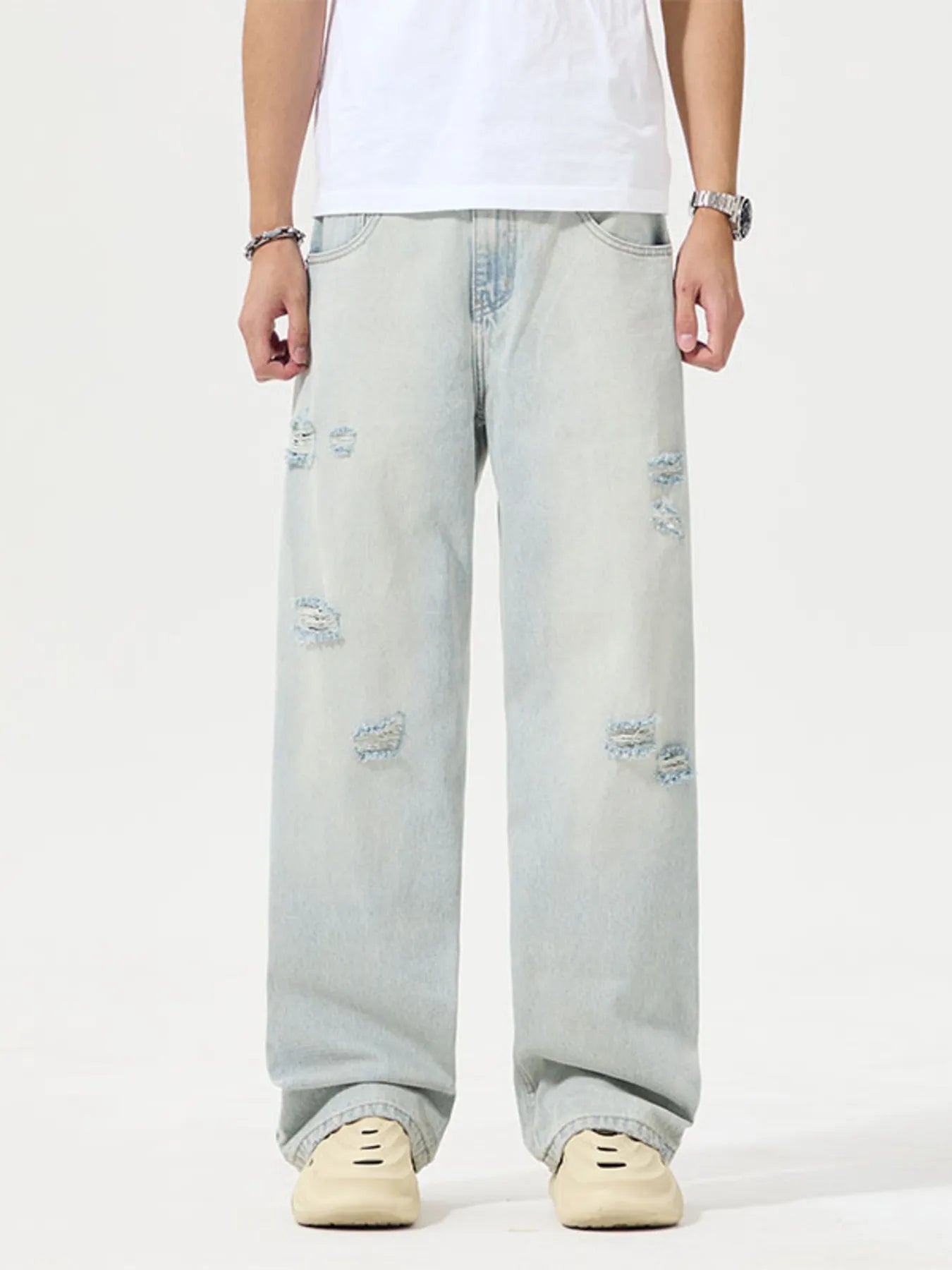 John Leon, Distressed Wide Leg Jeans