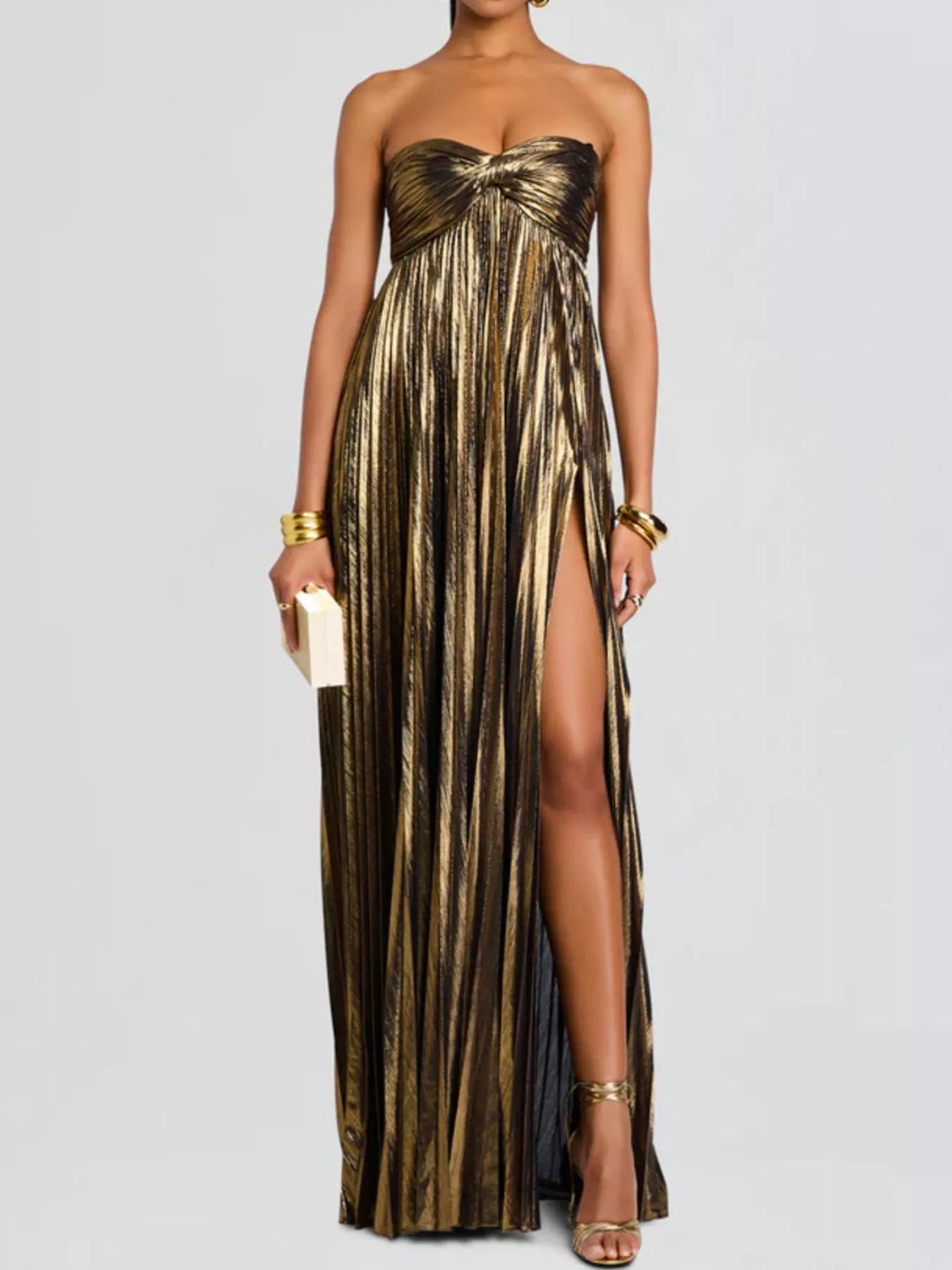 John Leon, Split Sweetheart Neck Tube Maxi Dress